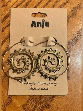 Gold Spiral Sunburst Hoop Earrings - Handcrafted Women’s Jewelry